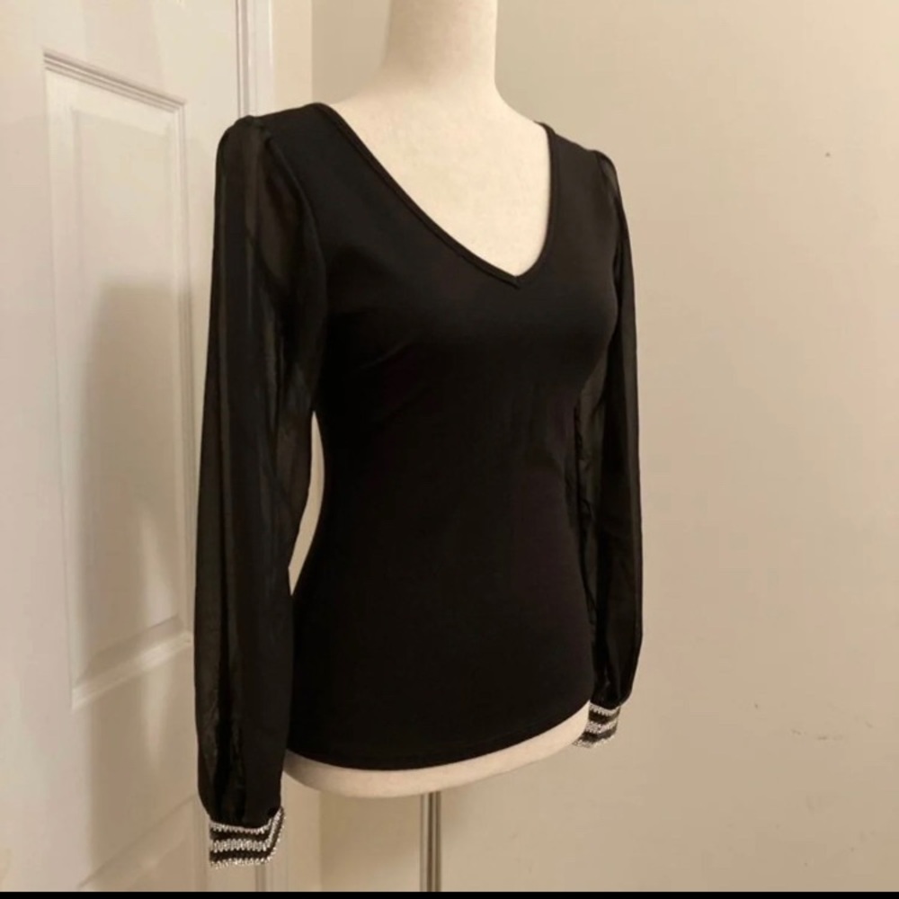 Occasion Black Chiffon Blouse